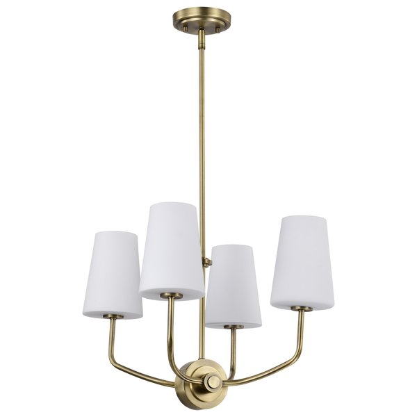 Nuvo Cordello 4-Light Chandelier Vintage Brass Etched White Opal Glass 60/7884